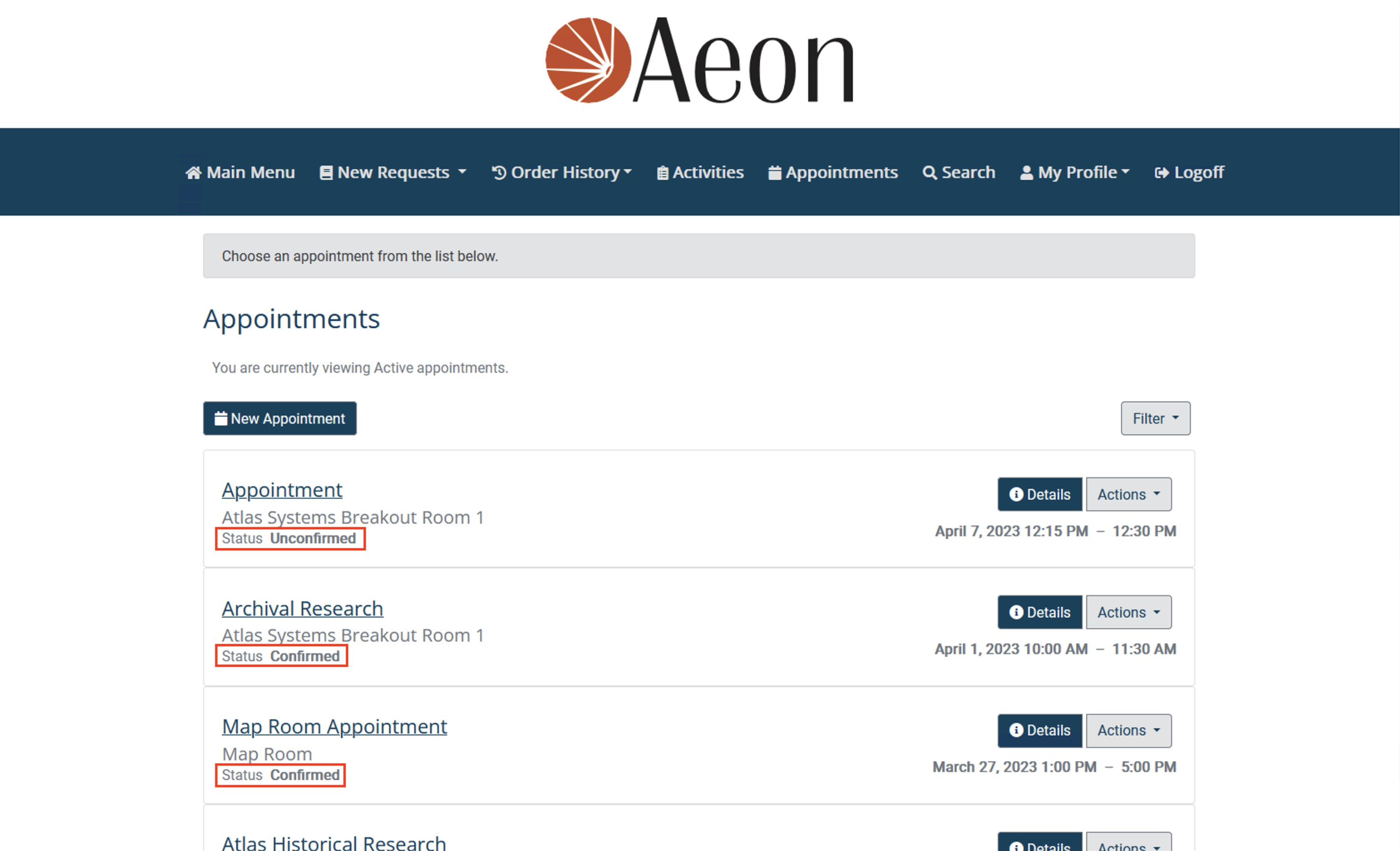 Appointment Status Web